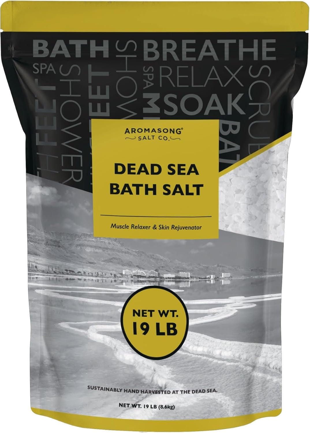 Dead Sea Salt - Spa Bath Salt - 19 Lbs Fine Grain Bulk - 100% Pure - Better Absorbing than Epsom Salt - Soak for Women & Men for Skin Issues and to Relax Tired Muscles - Resealable Pack.