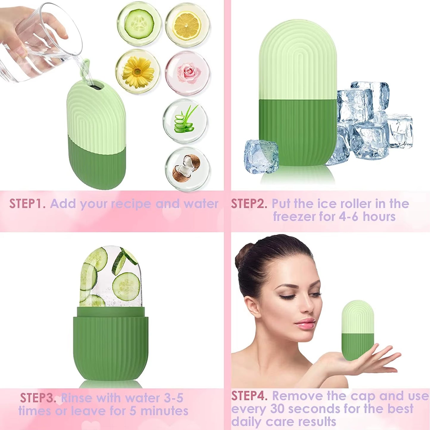 Ice Cube Roller Massager for Face Eyes Naturally Conditioning and Skin Care De-Puff Eye Bags Reusable Massage Silicone Ice Mold