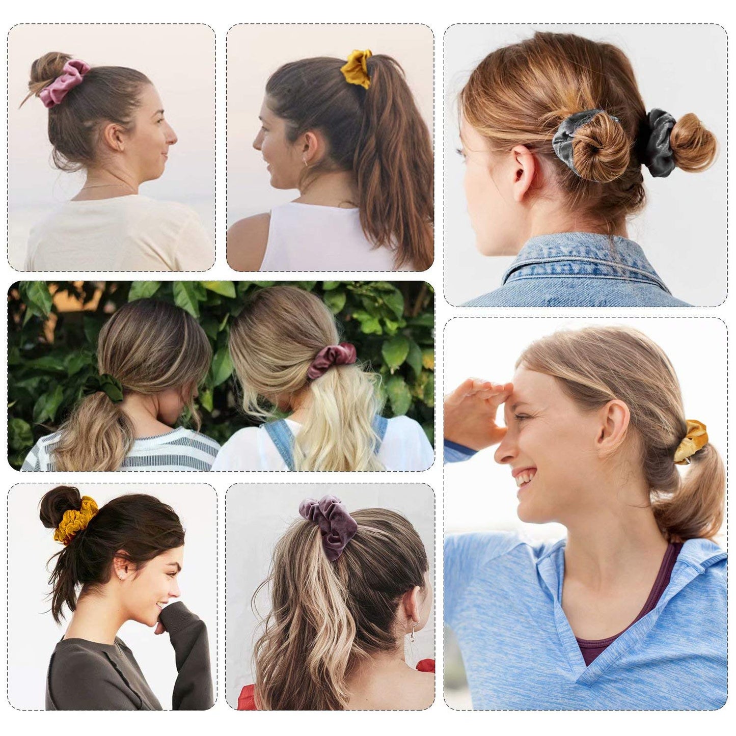 7 Packs Velvet Hair Scrunchies with Hidden Zipper Pocket Hair Ties Elastics Bobbles Hair Bands Scrunchy