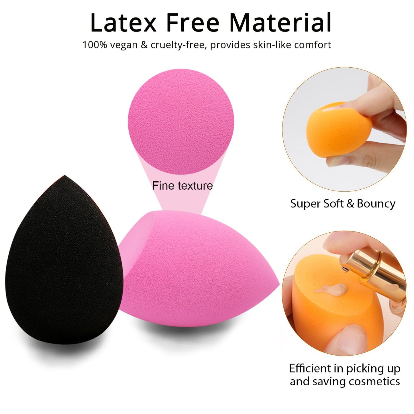 Beauty Blender Sponge with Holder,Makeup Sponge 6Pcs and 1Pcs Silicone Holder，Facial Makeup Blending Sponge Case for Makeup Bag, Travel Essentials ，Good Gifts for Women (6Pc+1 Silicone Case)