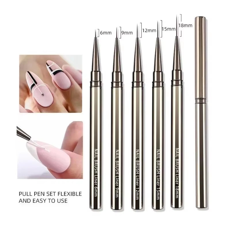 Nails Art Liner Brushes Elongated Lines Striping Drawing Painting 6/9/12/15/18/25Mm Nail Design Pen Professional Manicure Tool