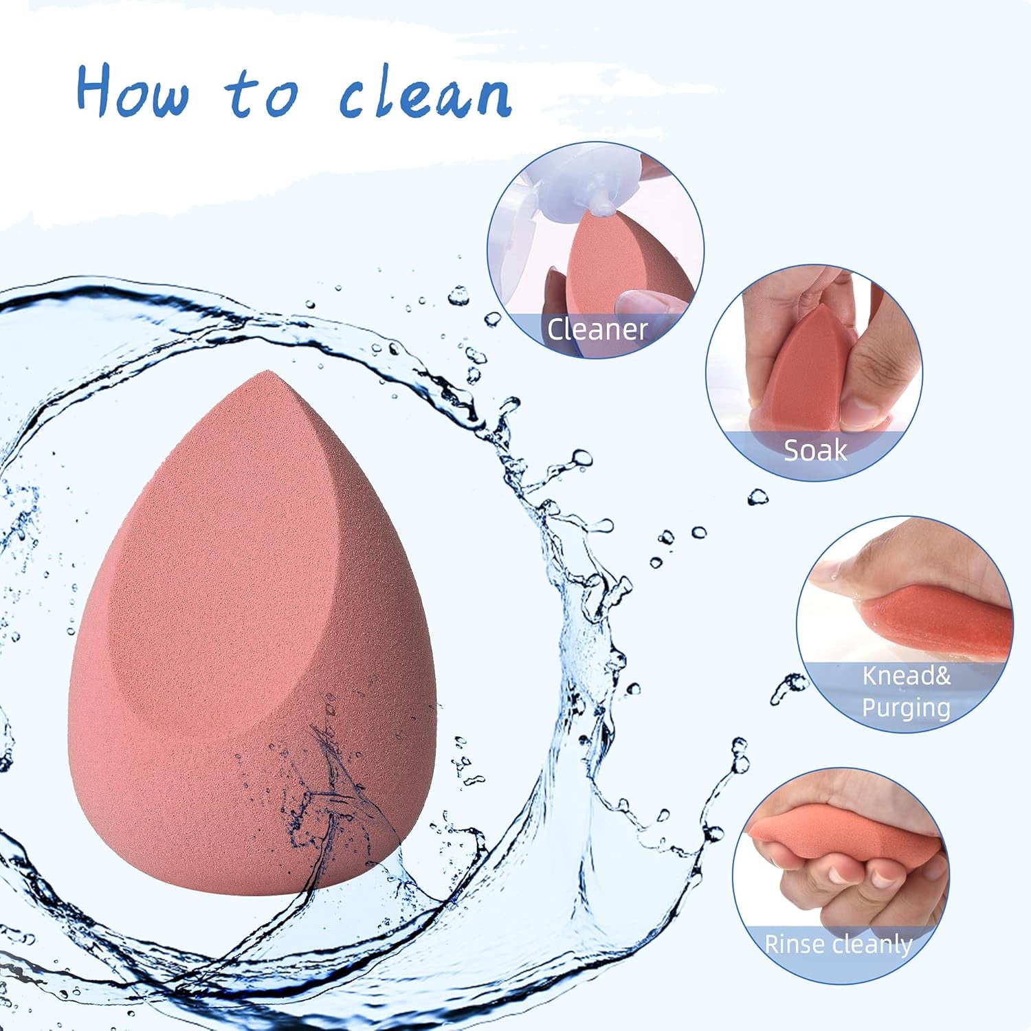 COSTICA Makeup Sponge Set Blender, Beauty Sponge Makeup Blender Flawless for Liquid - Multi Colored 4 Pcs Rose Series