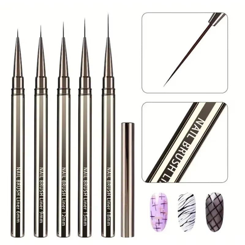 Nails Art Liner Brushes Elongated Lines Striping Drawing Painting 6/9/12/15/18/25Mm Nail Design Pen Professional Manicure Tool